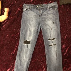 Blue jeans with black rips! Celebrity pink